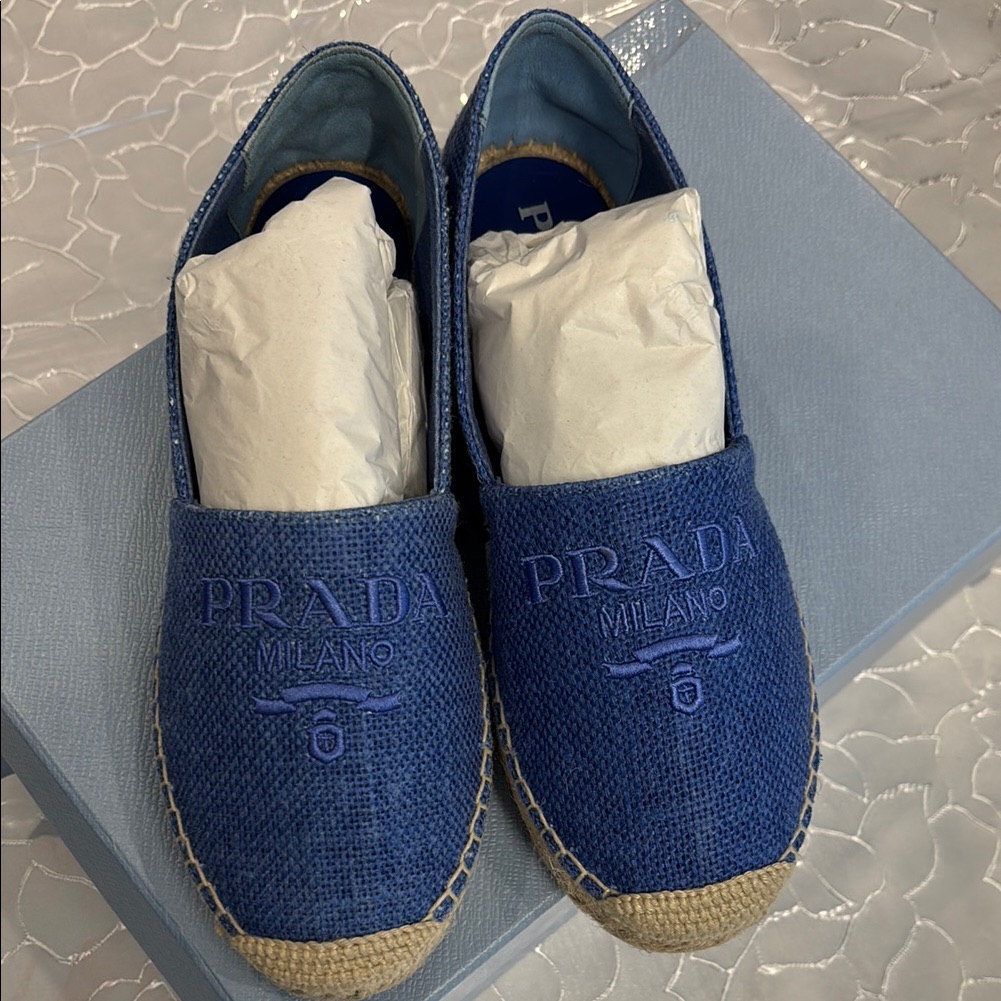 Prada Textured Blue Espadrilles